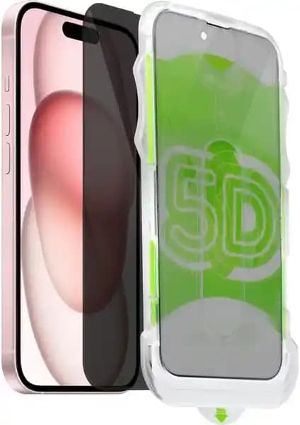 Fibaks Gizlilik Filtreli Kırılmaz Cam Ekran Koruyucu Apple iPhone 15/14 Pro/16 için