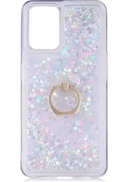 KNY Oppo A74 Kılıf Sıvılı Simli Yüzüklü Kapak: Şıklık ve Koruma Bir Arada