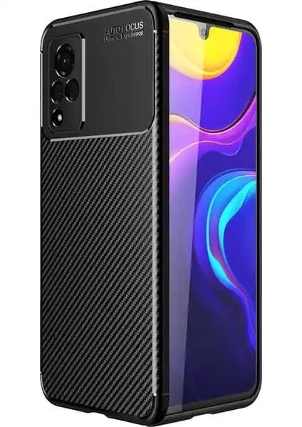 KNY Vivo V21 Kılıfı Karbon Desenli Silikon Koruma ve Şıklık Sağlar
