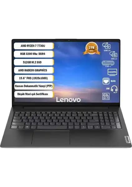 Lenovo V15 G4 ABP Ryzen 7 İş ve Ofis Kullanımı İçin Güçlü ve Şık Dizüstü Bilgisayar