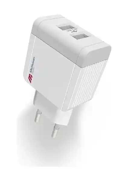 Mutlusan 2'li USB Fiş Adaptör Günlük Kullanım İçin Güç Kaynağı Çift Çıkışlı ve Akıllı Sistemli
