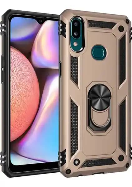 Samsung Galaxy A10S İçin Çift Katmanlı Yüzüklü Manyetik Kapaklı Kılıf