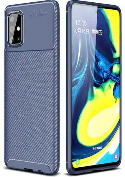 Samsung Galaxy A51 için Şık ve Dayanıklı Karbon Desenli Sert Silikon Kılıf