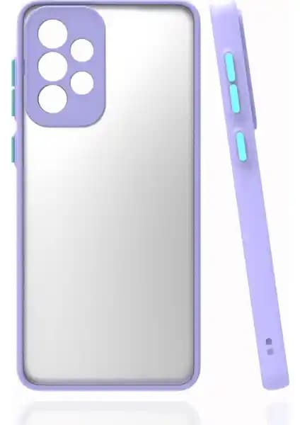 Samsung Galaxy A52 için Renkli Kenarlı Buzlu Kamera Koruma Kapakları