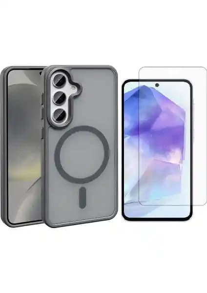 Samsung Galaxy S25 Plus için Magsafe uyumlu şık ve dayanıklı kılıf ve nano ekran koruyucu