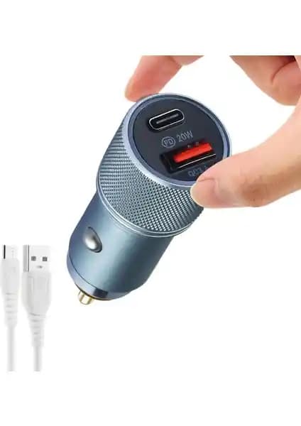 Subzero Hızlı Araç Şarj Cihazı 20W PD Çift USB Type-C Çıkışlı Güç ve Verimlilik