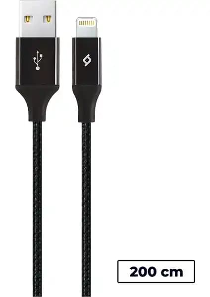 Ttec AlumiCable XL Lightning Kablo Siyah 2M Güç ve Dayanıklılık Sunan Şarj Data Kablosu