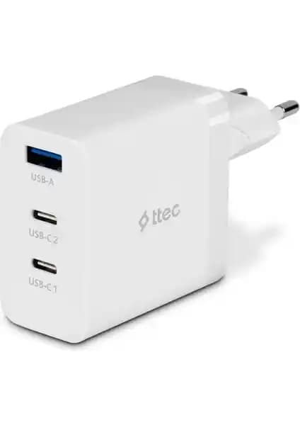 Ttec Smartcharger Trio Gan 65W PD Seyahat Hızlı Şarj Aleti Güçlü ve Çoklu Bağlantı Seçenekleriyle