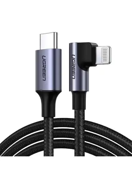 Ugreen 90 Derece 3A Type-C Lightning Kablo: Dayanıklı ve Hızlı Şarj Çözümü