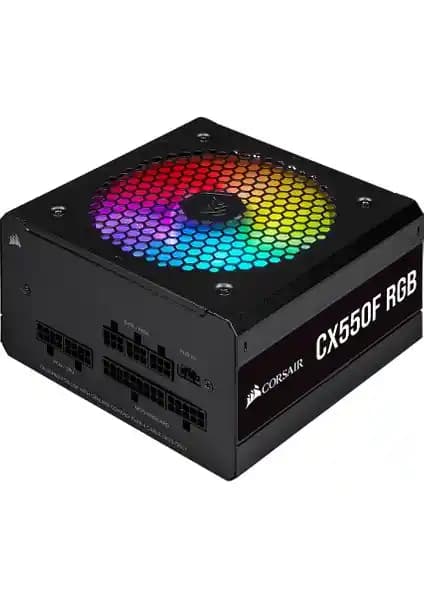 Corsair CX550F RGB 550W Güç Kaynağı: Estetik ve Yüksek Performanslı Sistemler İçin Uygun