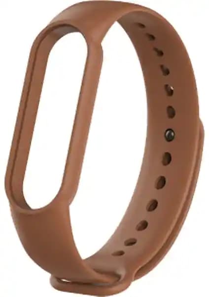 Kyver Xiaomi Mi Band 5 ve 6 Uyumlu Kahverengi Silikon Bileklik Kayışı