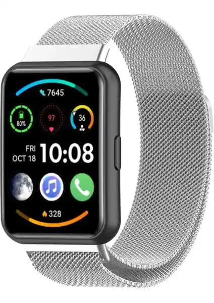 Nezih Case Huawei Watch Fit 2 Uyumlu Metal Örgü Hasır Kordon Şık ve Dayanıklı Tasarım