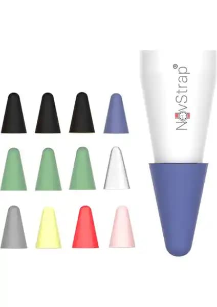 NovStrap Apple Pencil 1-2 Nesil için Renkli Silikon Kılıf Seti Uyumlu ve Koruyucu