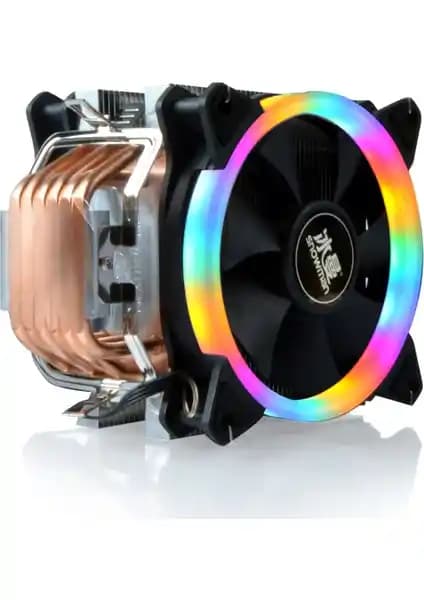 Snowman T6 6 Bakır Borulu Çift Fan RGB LEDli Yüksek Performanslı CPU Soğutucu