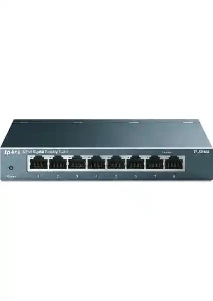 TP-Link TL-SG108 8 Port Gigabit Ethernet Switch Çelik Kasa ile Güçlü ve Dayanıklı Ağ Çözümü
