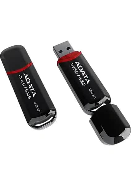 Adata UV150 64GB USB 3.0 Siyah USB Bellek yüksek hız ve dayanıklılık sağlayan taşınabilir depolama cihazı