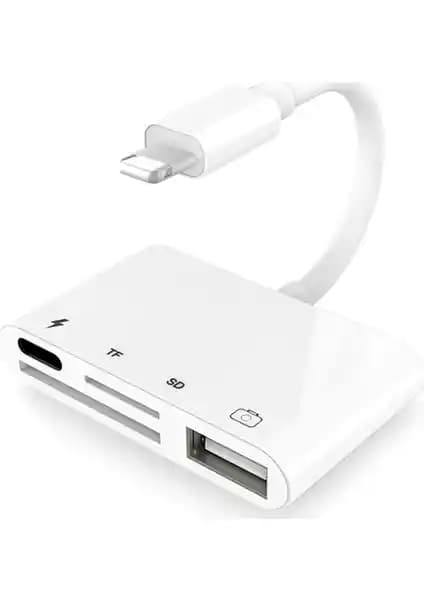 Alfais 4333 Çoklu Bağlantı Adaptörü Apple Lightning ve USB Kart Okuyucu