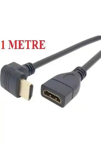 Alfais 4667 HDMI Dişi Erkek Uzatma Kablosu 90 Derece Dirsek Tasarımı ile Yüksek Kalite