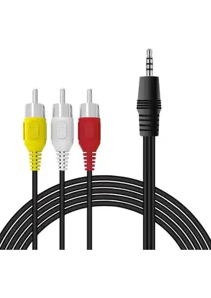 Alfais 4824 3.5 mm Stereo To 3 RCA Dişi Adaptör Ses Kablosu Analojik Bağlantı