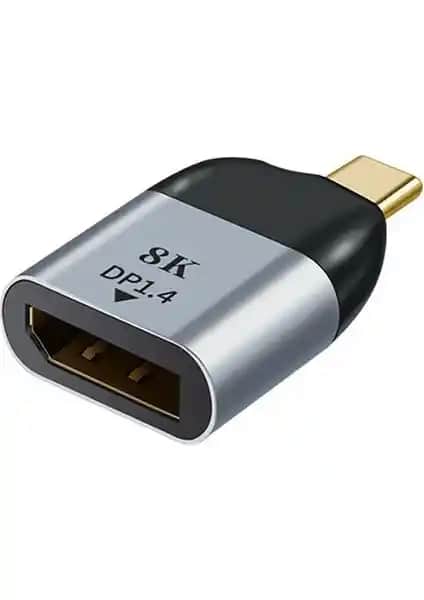 Alfais 4894 Type-C to DisplayPort Kablo Ucu Yüksek Çözünürlük ve Hızlı Veri Transferi
