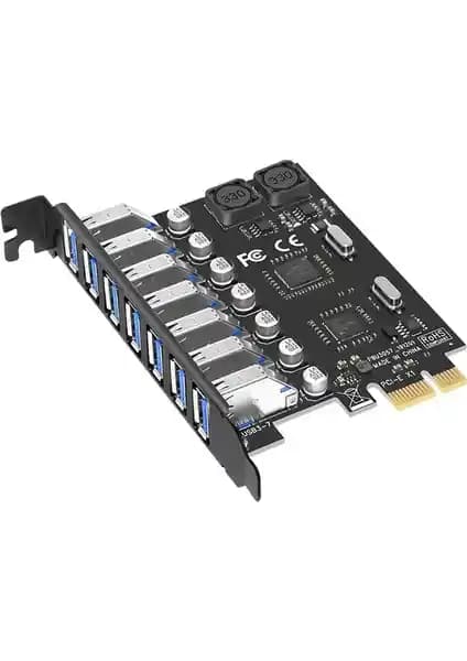 Alfais 4899 PCI-E Express 7 Port USB 3.0 Kart Hub: Yüksek Performanslı Çok Portlu USB Genişletici