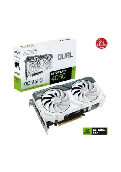ASUS Dual GeForce RTX 4060 White OC Edition Ekran Kartı Yüksek Performans ve Estetik Özellikler