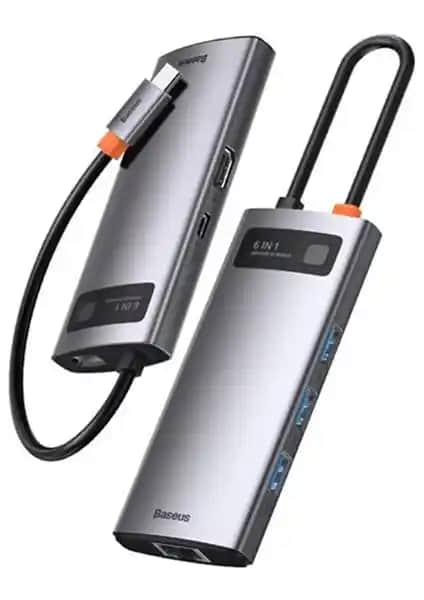 Baseus Metal Gleam Serisi 6-in-1 Type-C Hub Adaptörü Çok Yönlü Bağlantı Çözümüdür