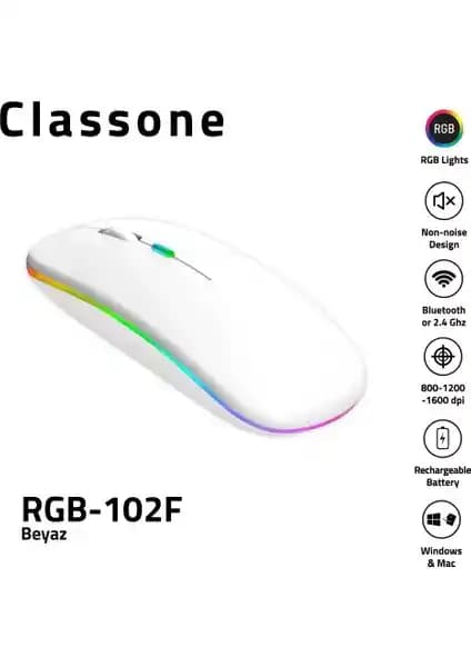 Classone RGB-102F Kablosuz Fare: Şık Tasarım ve Özelleştirilebilir RGB Işıklar ile Modern Kullanım