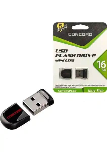 Concord 16GB Mini Lite USB Flash Bellek Taşınabilir Veri Depolama Çözümü