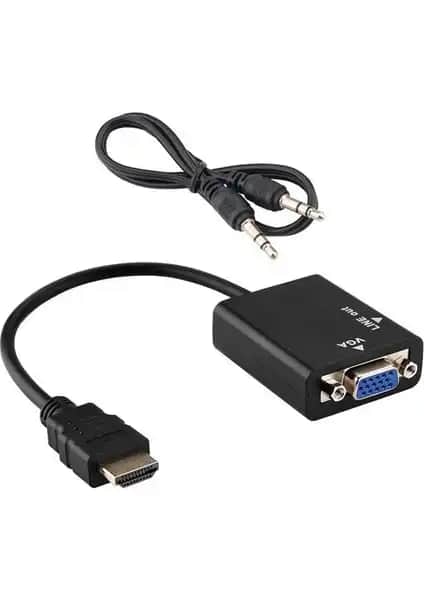 Concord C-845 HDMI'dan VGA'ya Dönüştürücü ve AUX Kablo ile Çok Yönlü Bağlantı Çözümü
