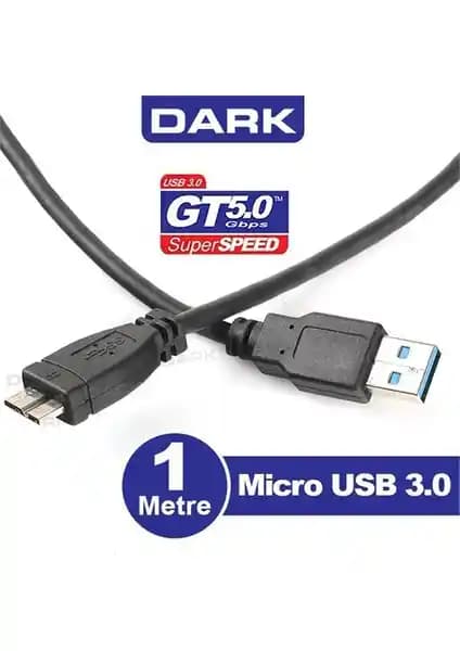 Dark USB 3.0 Micro B 1 Metre Taşınabilir Disk ve Şarj Kablosu