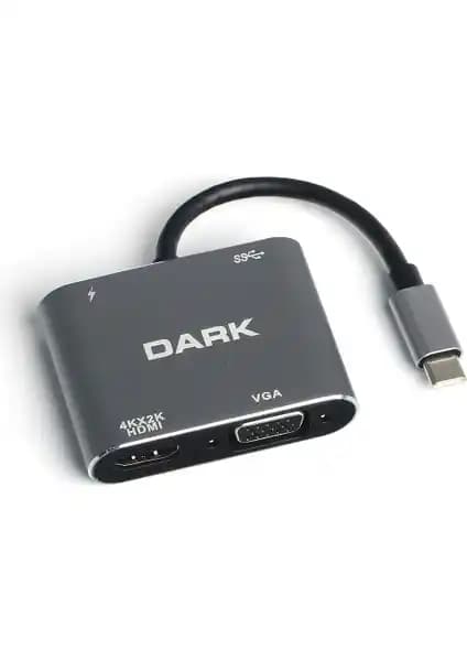 Dark USB 3.1 Type-C Çoklu Bağlantı Adaptörü: Yüksek Performanslı Çok Fonksiyonlu Çözüm