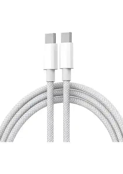 Ebotek Ars 240W Type-C to Type-C Hasır Örgü Şarj Kablosu MacBook Air ve Pro İçin