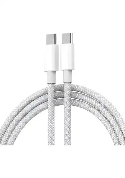 Ebotek Ars 240W Type-C to Type-C Hasır Örgü Şarj Kablosu MacBook Air ve Pro İçin