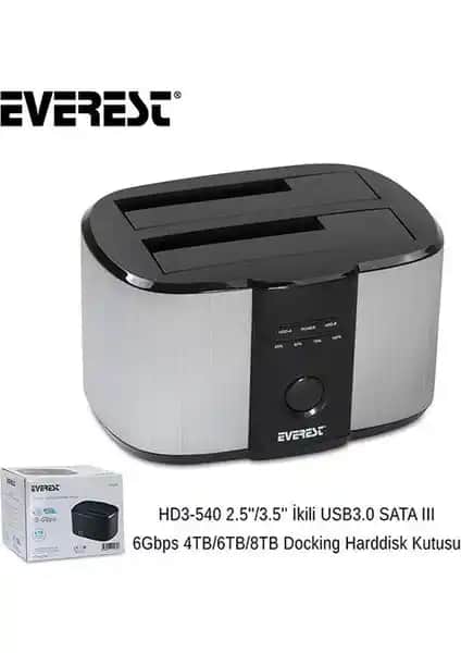 Everest 2.5-3.5 HD3-540 SATA III USB 3.0 HDD Docking Station Güvenilir Performans
