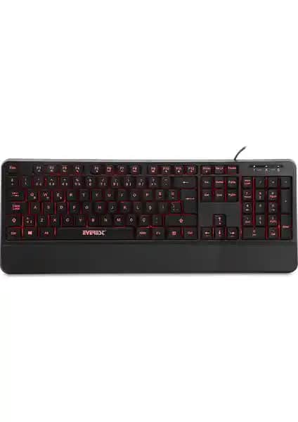 Everest KB-R61 BRIGHT Siyah USB 3 Renk Ayarlanabilir Multimedia Klavye