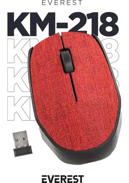 Everest KM-218 Kablosuz USB Kırmızı Mouse Ergonomik Tasarım ve Yüksek Hassasiyetli Performans