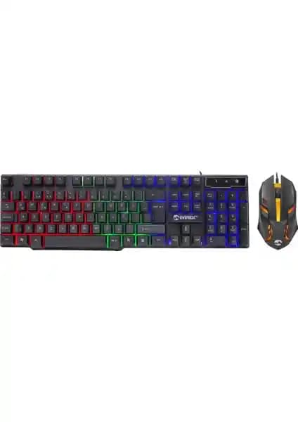 Everest KM-G77 X-Vayne Siyah USB Gaming Klavye ve Mouse Seti Gökkuşağı Aydınlatma Özelliği ile