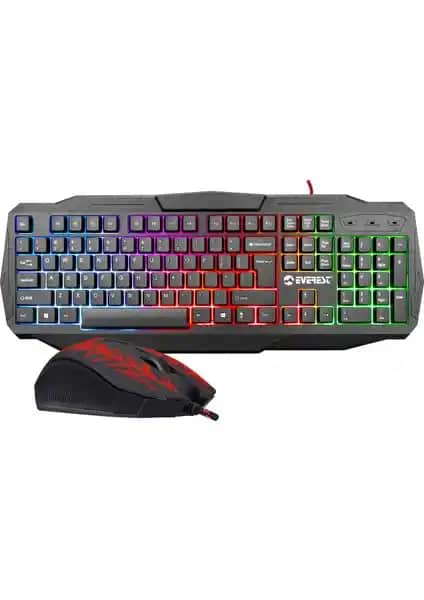 Everest KMX-86 Olivine Siyah USB RGB Işıklan<dı>rmalı Oyuncu Klavye ve Mouse Seti İncelemesi