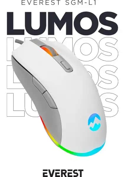 Everest SGM-L1 Lumos Beyaz/Gri 6400 DPI RGB Ledli Makrolu Gaming Mouse Özellikleri