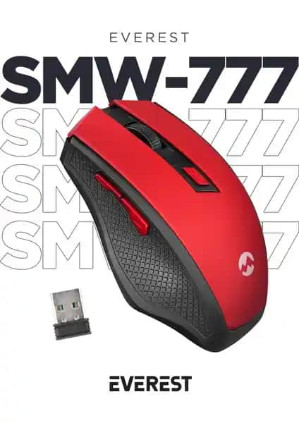 Everest SMW-777 Kırmızı Kablosuz Mouse ile Modern Tasarım ve Üstün Performans