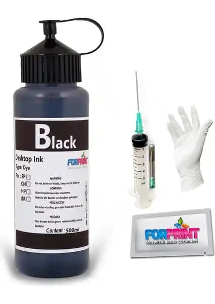 Forprint 500ML Siyah Tanklı Mürekkep Uyumlu Epson ve Ecotank Modelleri İçin