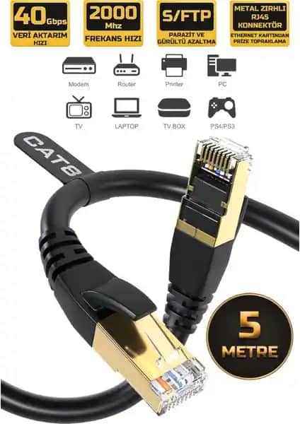 Gold Step Cat 8 Ethernet Kablosu ile Yüksek Hızlı ve Güvenilir Ağ Bağlantısı