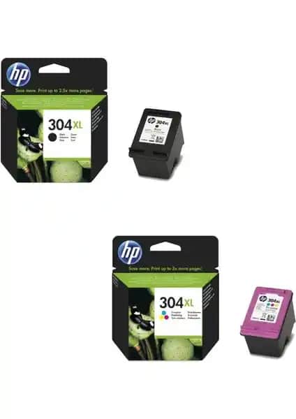 HP 304XL N9K08AE Siyah Renkli Kartuş Seti Yüksek Kapasite ve Güvenilirlik ile