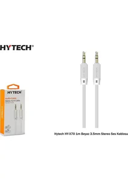 Hytech HY-X70 1 Metre Beyaz 3.5mm Stereo Ses Kablosu Güçlü ve Dayanıklı Tasarım