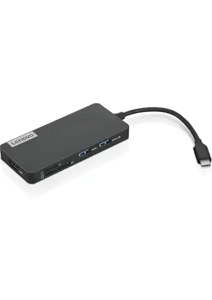 Lenovo USB-C 7'li Çok Portlu Hub Siyah - Yüksek Hızlı Bağlantı ve Dayanıklılık