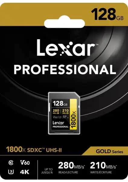 Lexar 128GB Profesyonel SDXC UHS-II Hafıza Kartı 280MB/s Okuma ve 210MB/s Yazma Hızıyla