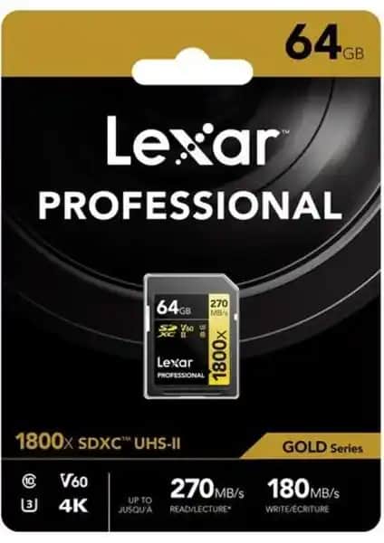 Lexar 64 GB Gold Series UHS-II SDXC Hafıza Kartı Yüksek Hızlı ve Güvenilir Depolama Çözümü