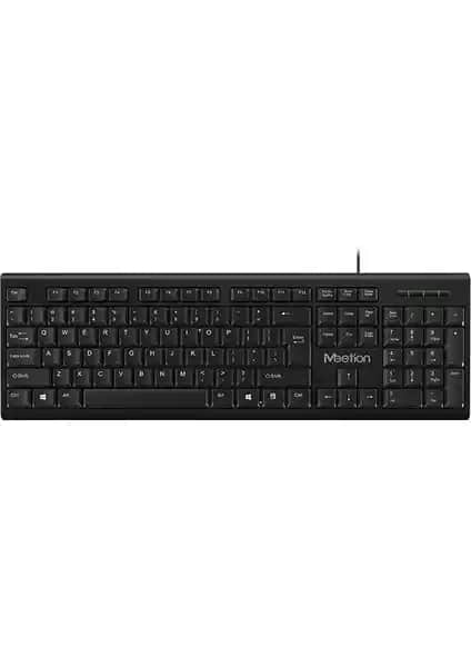 Meetion K100 Kablolu USB Standart Klavye Türkçe Q Desteği ve Ergonomik Tasarım