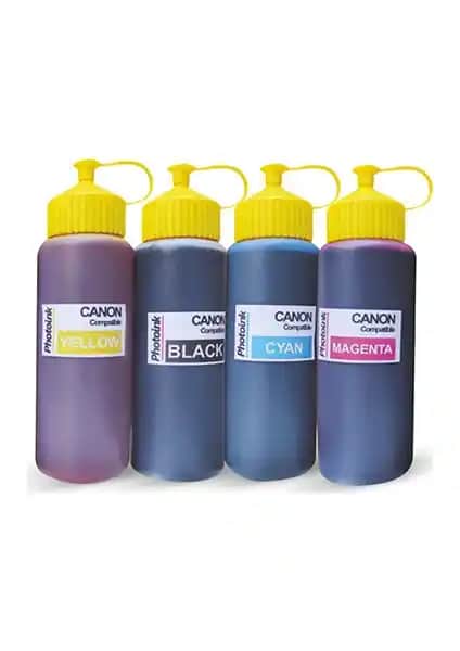 Photo Ink Canon Uyumlu 4 Renk 500 ml Mürekkep Seti Yüksek Kapasiteli ve Profesyonel Kullanım